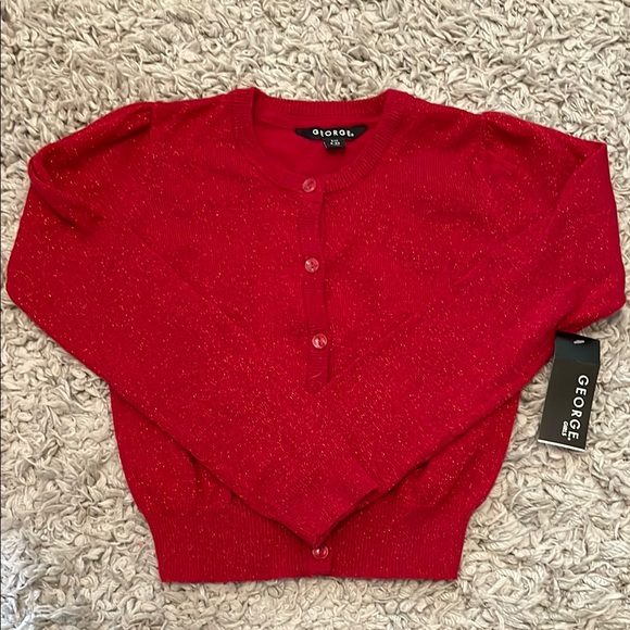 NWT George Sparkly Red Cardigan Sweater, Size S (6/6X) - Picture 1 of 4